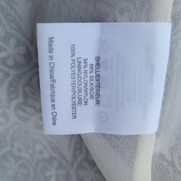 Tory Burch Stretch Silk Keyhole Neck Blue Metallic Long Sleeve Blouse Size 4 - Picture 10 of 12